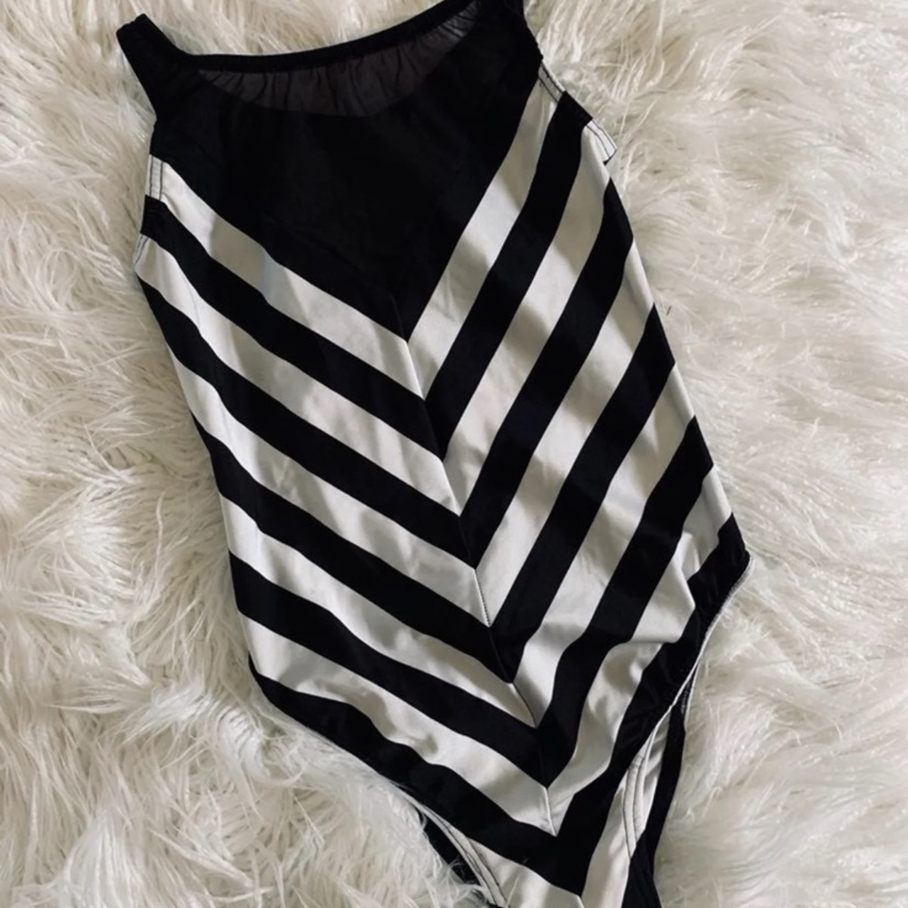 Black & White Striped Bodysuit